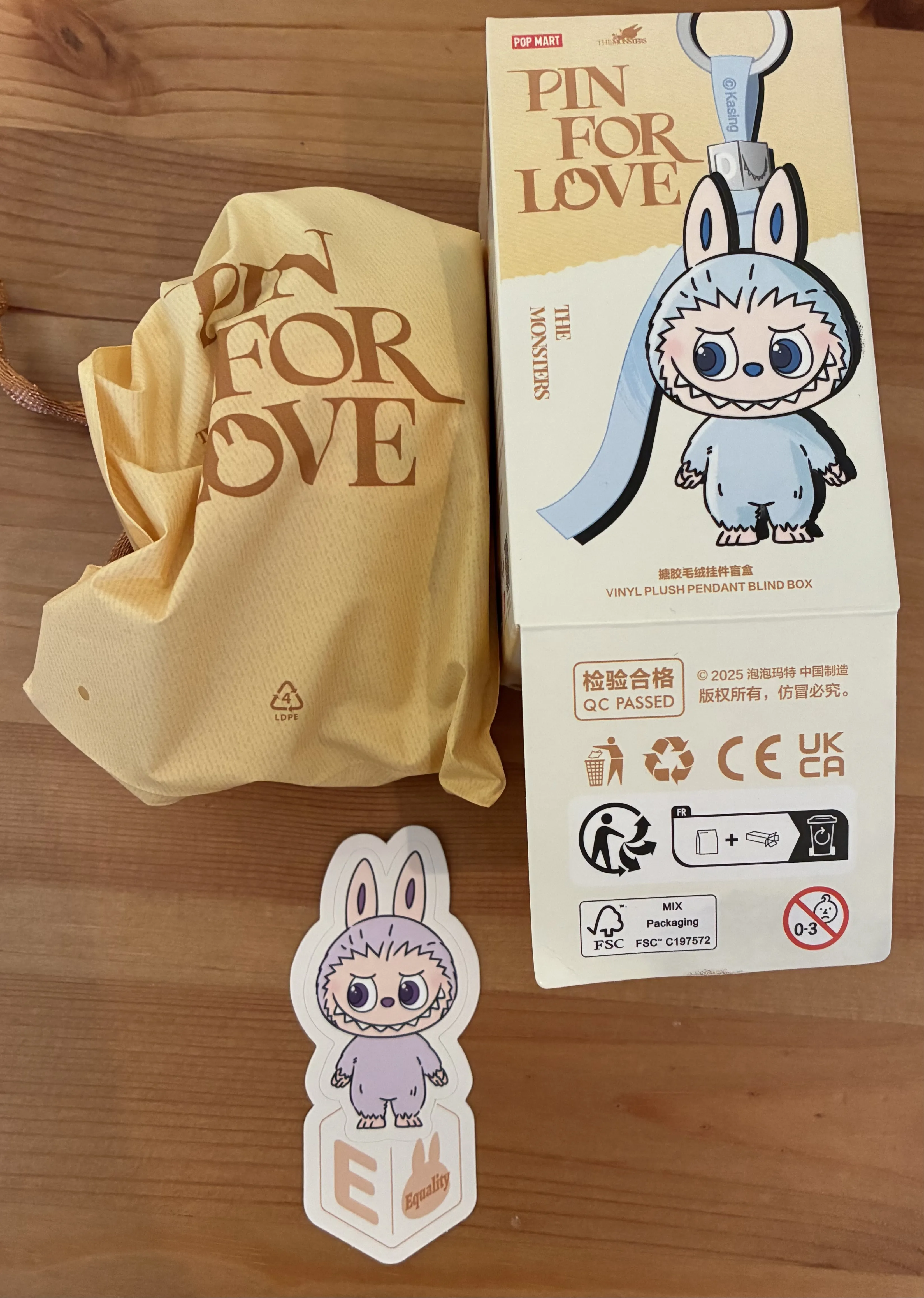 THE MONSTER PIN FOR LOVE SERIES - Vinyl Plush Pendant blind box