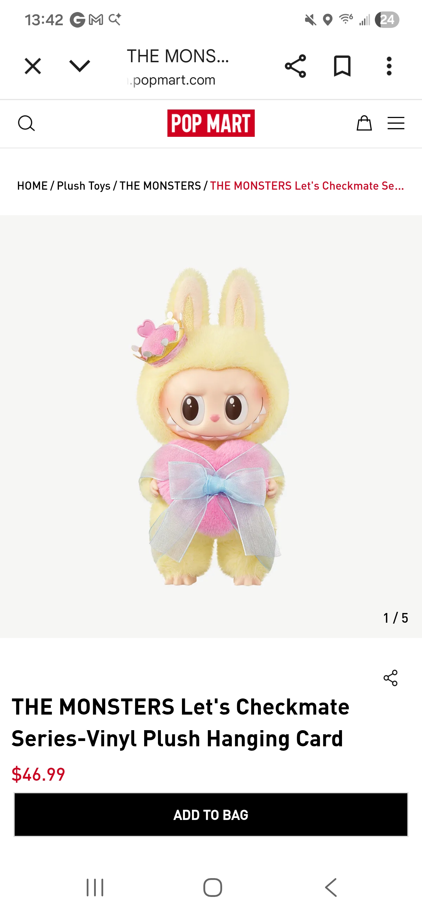 THE MONSTERS Let's Checkmate Series-Vinyl Plush Hanging Card - POP