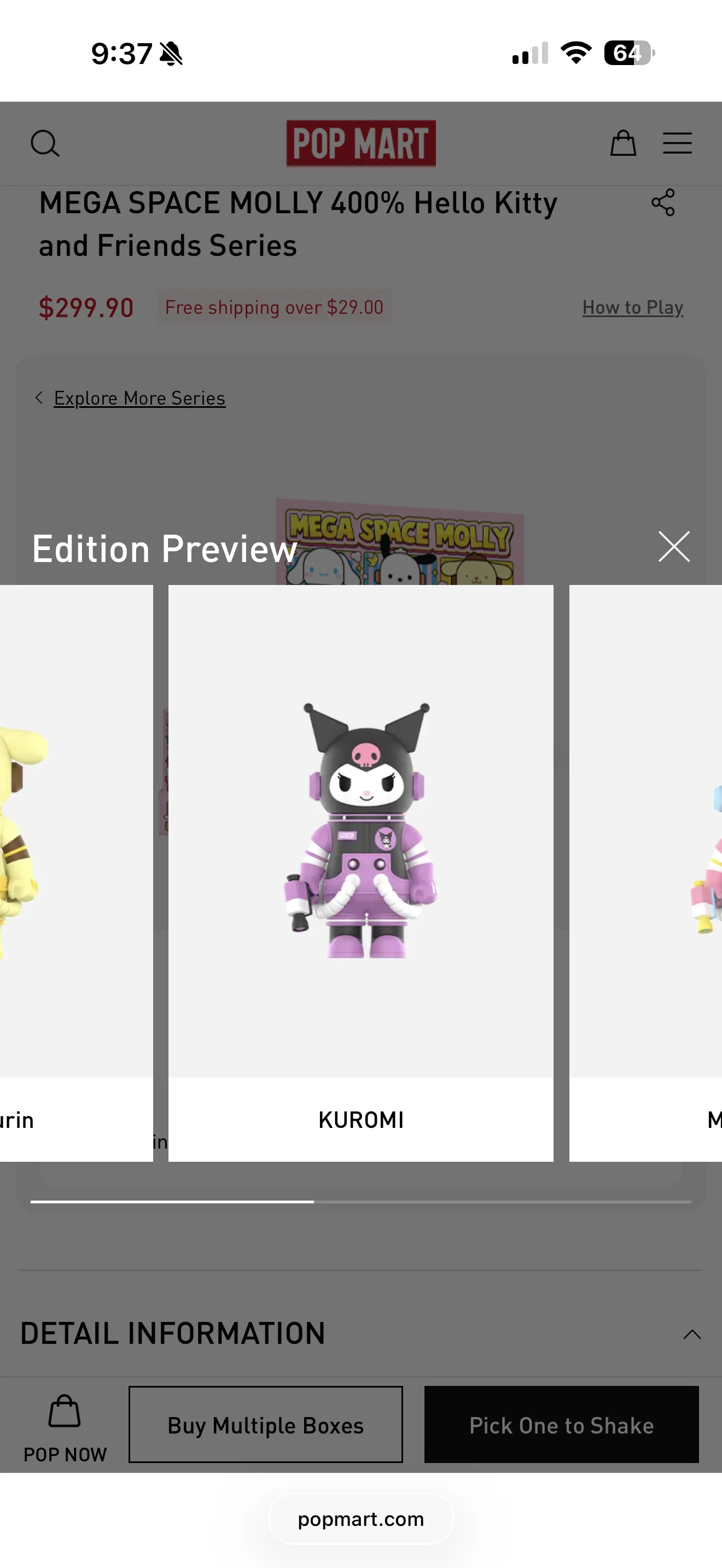 POP NOW:MEGA SPACE MOLLY 400% Sanrio Characters Series - POP MART