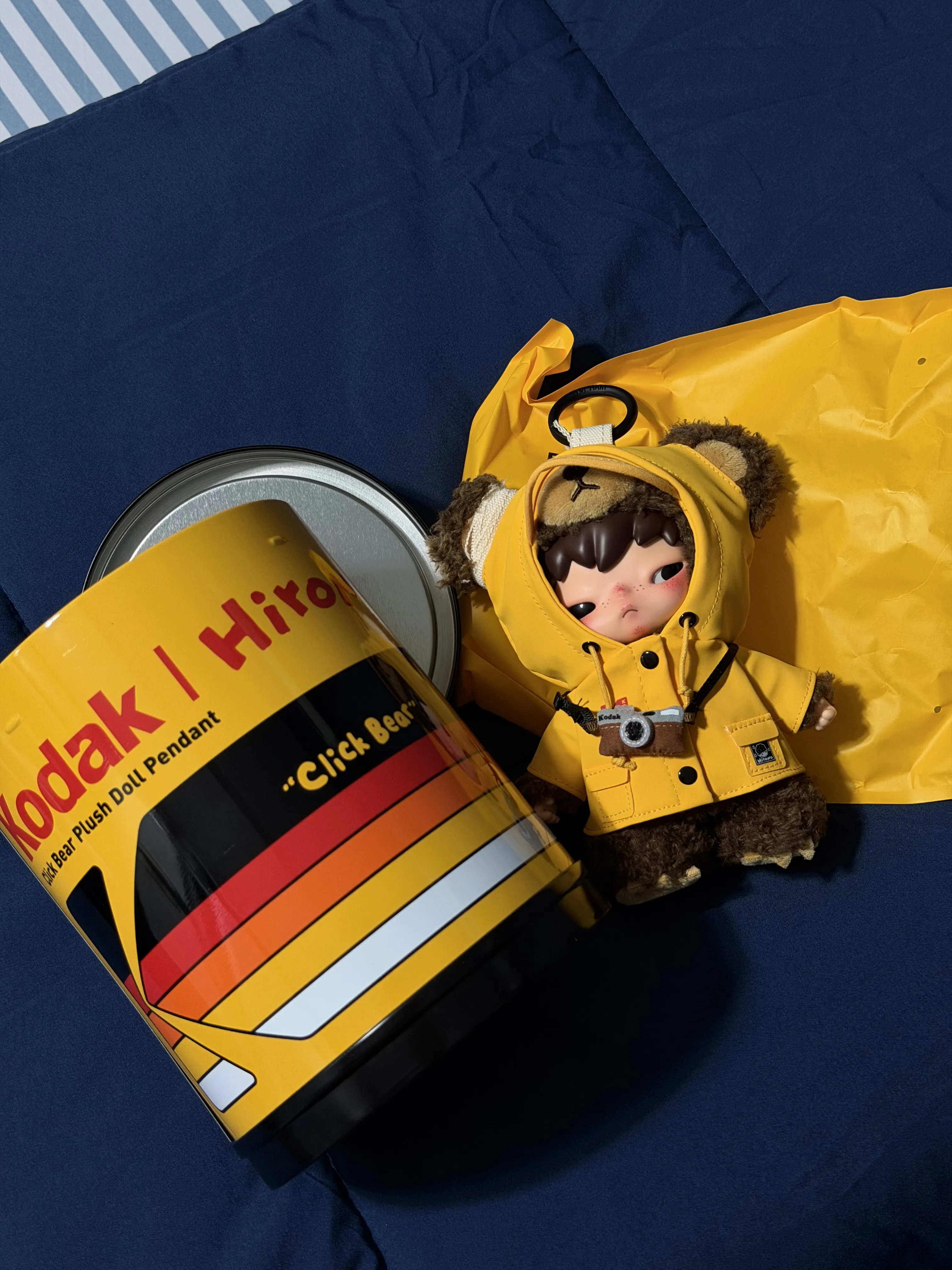 Labubu Hirono × Kodak Click Bear Plush Doll Pendant｜Camera‑Collab